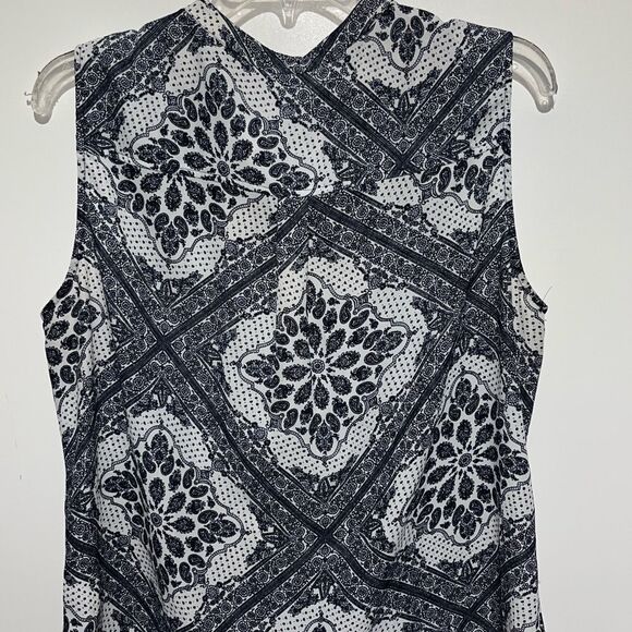 Soho New York & Company Women's Black White Paisley Zip Sleeveless Blouse XL - Picture 7 of 11